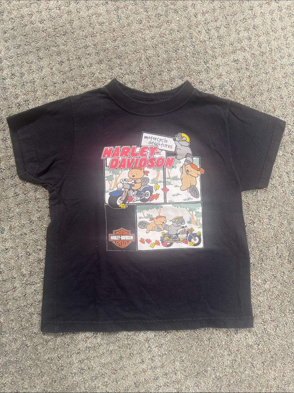 Harley-Davidson Black Kids Motorcycle Comic Tee with Red Logo